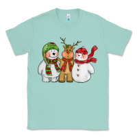 Seafoam christmas polar bear reindeer and snowman Classic Tee - CowGirlArtShop