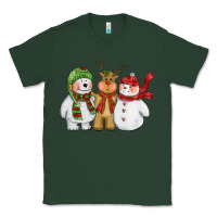Sports Green christmas polar bear reindeer and snowman Classic Tee - CowGirlArtShop