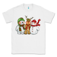 White christmas polar bear reindeer and snowman Classic Tee - CowGirlArtShop