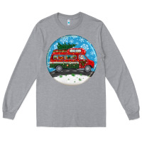 Heather Grey santa claus with retro van  christmas ornament Long Sleeve Tee - BundleAndBundleShop