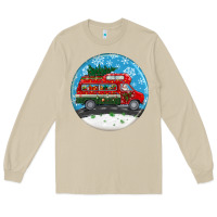 Mushroom santa claus with retro van  christmas ornament Long Sleeve Tee - BundleAndBundleShop