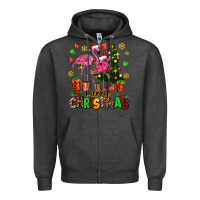 Charcoal Heather flamingo merry christmas Zipper Hoodie - AdoDesignShop