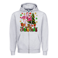 Heather Grey flamingo merry christmas Zipper Hoodie - AdoDesignShop