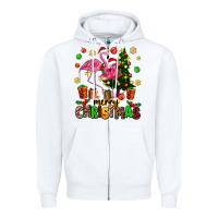 White flamingo merry christmas Zipper Hoodie - AdoDesignShop