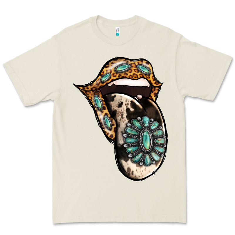 Turquoise Gemstone Leopard Cowhide Tongue Premium Tee by Jasminsmagicworld | Teevron