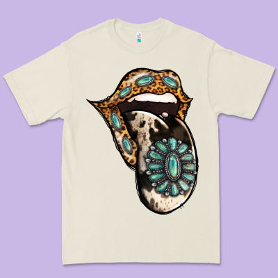 Turquoise Gemstone Leopard Cowhide Tongue Premium Tee Designed By Jasminsmagicworld