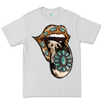 Dove Grey Turquoise Gemstone Leopard Cowhide Tongue Premium Tee - Jasminsmagicworld
