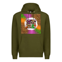 Army Green halloween cow mama Premium Hoodie - LillyAllenDesigns