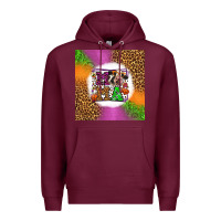 Burgundy halloween cow mama Premium Hoodie - LillyAllenDesigns