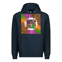 Navy halloween cow mama Premium Hoodie - LillyAllenDesigns