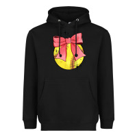 Black coquette softball bow Heavyweight Hoodie - JahusDesignShop