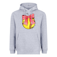 Heather Grey coquette softball bow Heavyweight Hoodie - JahusDesignShop