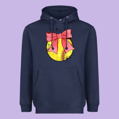 Coquette Softball Bow Heavyweight Hoodie Designed By Jahusdesignshop