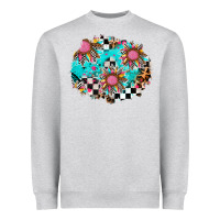 Heather Grey race sunflower patches Heavyweight Sweatshirt - AdoDesignShop