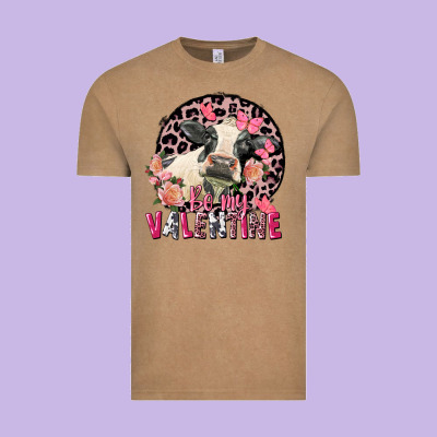 Be My Valentine Holstein Cow Valentine's Day Vintage Tee Designed By Fadigitalartstudio