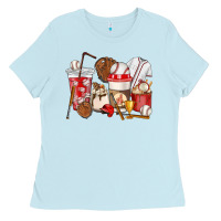 Baby Blue Baseball coffee cups Ladies Tee - HowdyJamesFarm