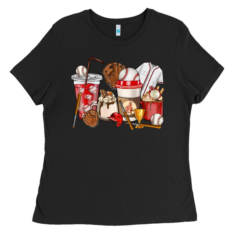 Baseball Coffee Cups Ladies Tee by HowdyJamesFarm | Teevron