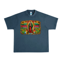 Midnight Navy lady of guadalupe serape background Urban Heavy Tee - Jasminsmagicworld