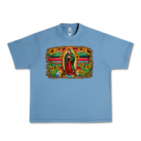 Pebble Blue lady of guadalupe serape background Urban Heavy Tee - Jasminsmagicworld
