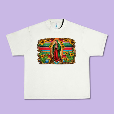 Lady Of Guadalupe Serape Background Urban Heavy Tee Designed By Jasminsmagicworld