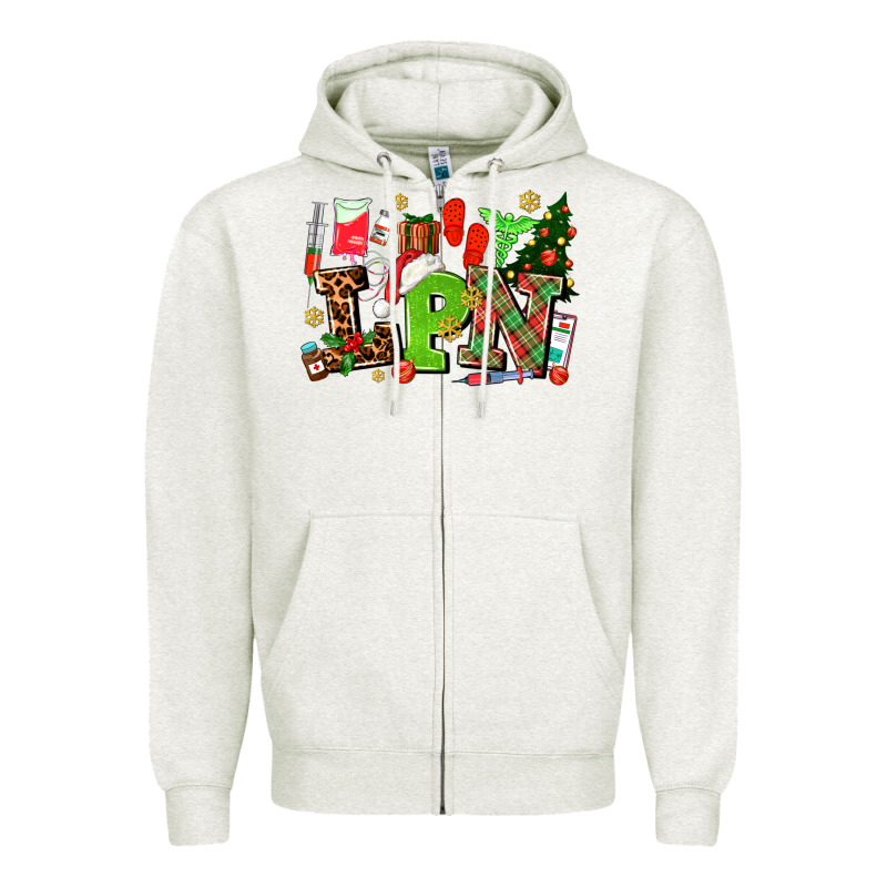 Lpn Christmas Nurse With Zipper Hoodie by AdoDesignShop | Teevron