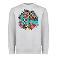 Heather Grey race sunflower patches Heavyweight Sweatshirt - AdoDesignShop