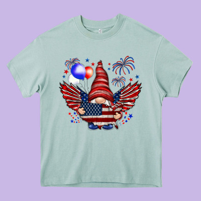 Gnome With 4th Of July Elements Heavy Core Tee Designed By Howdyjamesfarm