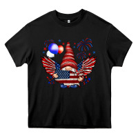 Black Gnome with 4th Of July elements Heavy Core Tee - HowdyJamesFarm