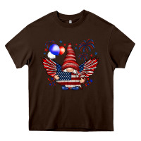 Chocolate Brown Gnome with 4th Of July elements Heavy Core Tee - HowdyJamesFarm