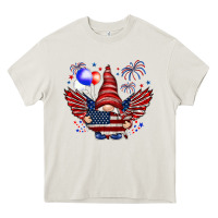 Cream Gnome with 4th Of July elements Heavy Core Tee - HowdyJamesFarm