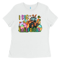 White I dig Easter Day Ladies Tee - CowGirlArtShop