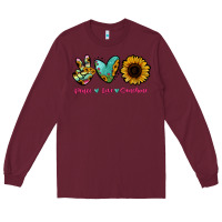 Burgundy Peace Love Sunshine Long Sleeve Tee - RanaPortraitStore