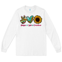 White Peace Love Sunshine Long Sleeve Tee - RanaPortraitStore