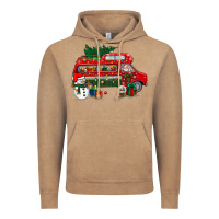 Vintage Coffee christmas santa claus with retro van Vintage Hoodie - BundleAndBundleShop