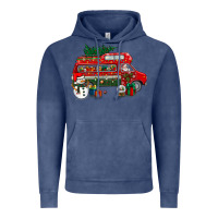 Vintage Denim christmas santa claus with retro van Vintage Hoodie - BundleAndBundleShop