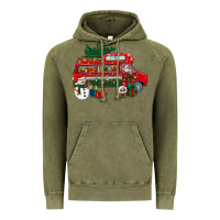Vintage Olive christmas santa claus with retro van Vintage Hoodie - BundleAndBundleShop