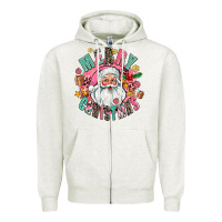 Oatmeal Heather merry christmas santa Zipper Hoodie - AdoDesignShop