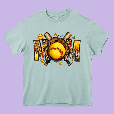Softball Mom Heavy Core Tee Designed By Jasminsmagicworld