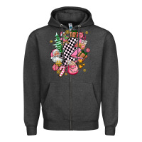 Charcoal Heather pink christmas lightning bolt Zipper Hoodie - AdoDesignShop