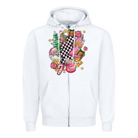 White pink christmas lightning bolt Zipper Hoodie - AdoDesignShop
