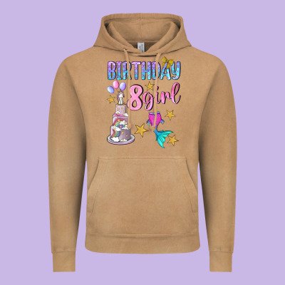 Birthday Girl 8 Vintage Hoodie Designed By Bundleandbundleshop