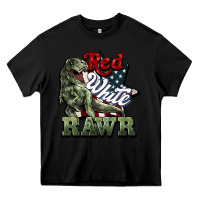 Black Red white rawr 4th of july Heavy Core Tee - HowdyJamesFarm