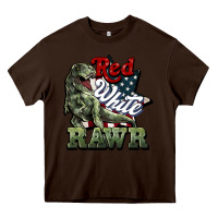 Chocolate Brown Red white rawr 4th of july Heavy Core Tee - HowdyJamesFarm