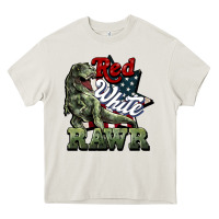 Cream Red white rawr 4th of july Heavy Core Tee - HowdyJamesFarm