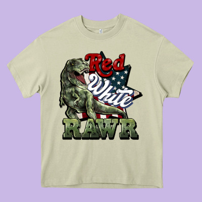 Red White Rawr 4th Of July Heavy Core Tee Designed By Howdyjamesfarm