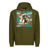 Army Green western mustang horse Premium Hoodie - LillyAllenDesigns