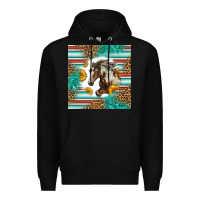 Black western mustang horse Premium Hoodie - LillyAllenDesigns