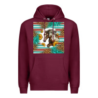 Burgundy western mustang horse Premium Hoodie - LillyAllenDesigns