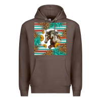Coffee western mustang horse Premium Hoodie - LillyAllenDesigns