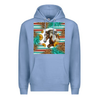 Colony Blue western mustang horse Premium Hoodie - LillyAllenDesigns